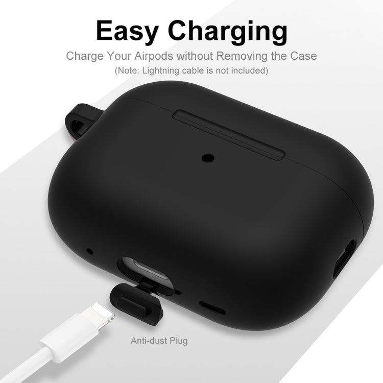 For Apple AirPods Pro 2 2022 ENKAY Thickened Silicone Protective Case with Keychain(Black) - For AirPods Pro 2 by ENKAY | Online Shopping South Africa | PMC Jewellery | Buy Now Pay Later Mobicred