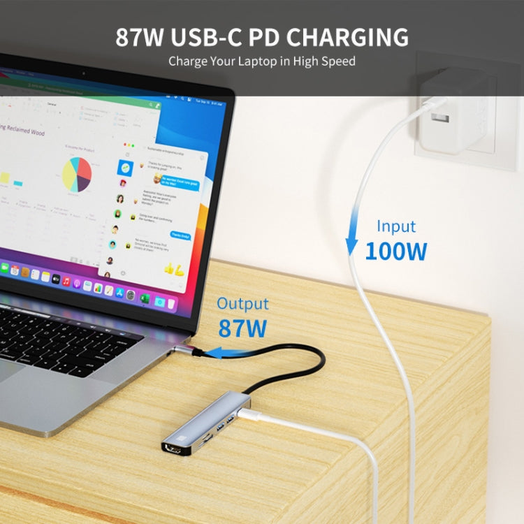 JUNSUNMAY 6 in 1 Type-C to 4K HDMI Docking Station Adapter USB-C PD Quick Charge Hub SD/TF Card Reader - USB HUB by JUNSUNMAY | Online Shopping South Africa | PMC Jewellery | Buy Now Pay Later Mobicred