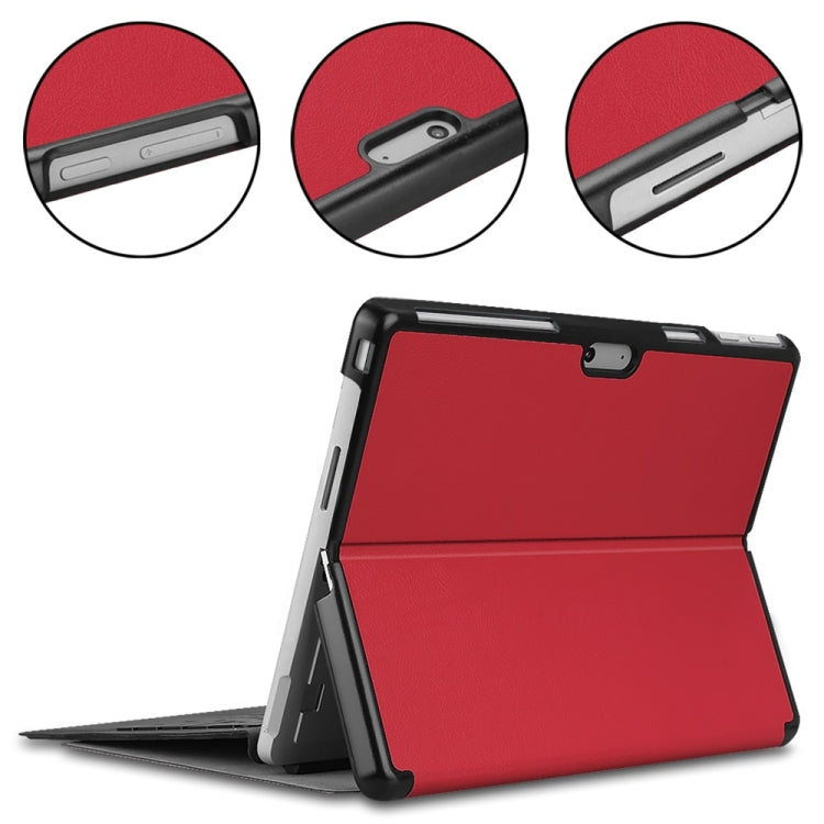 For Microsoft Surface Pro 9 JUNSUNMAY Custer Solid Color 3-Fold Stand Leather Tablet Case(Red) - Microsoft by JUNSUNMAY | Online Shopping South Africa | PMC Jewellery