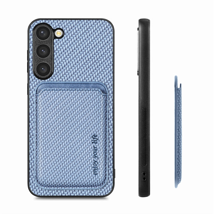 For Samsung Galaxy S23 5G Carbon Fiber Leather Card Magsafe Case(Blue) - Galaxy S23 5G Cases by PMC Jewellery | Online Shopping South Africa | PMC Jewellery