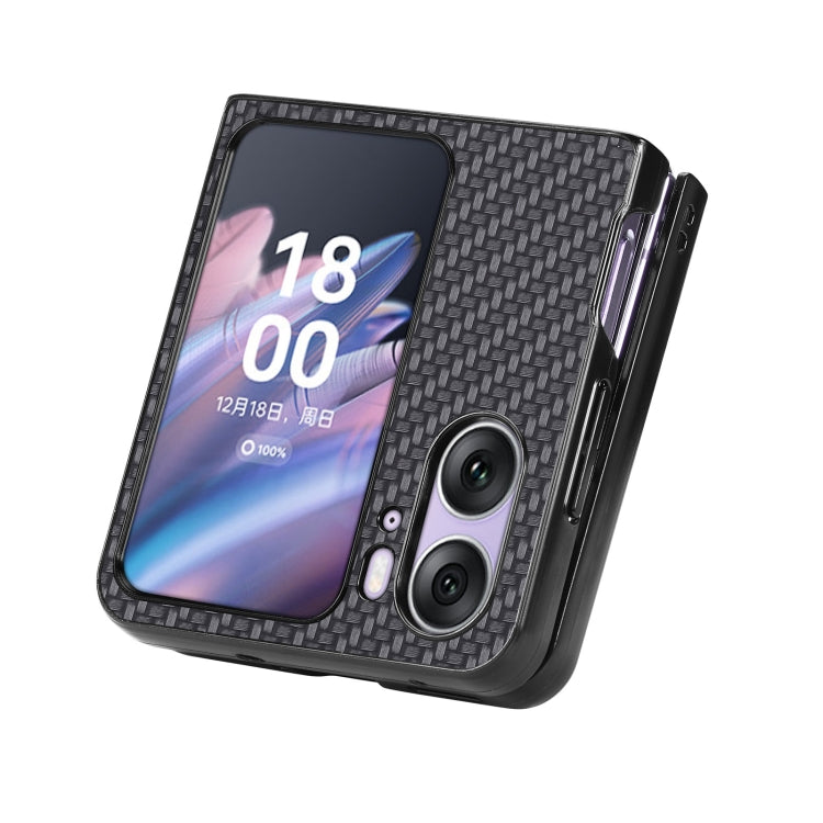 For OPPO Find N2 Flip Carbon Fiber Texture Leather Back Cover Phone Case(Black) - Find N2 Flip Cases by PMC Jewellery | Online Shopping South Africa | PMC Jewellery