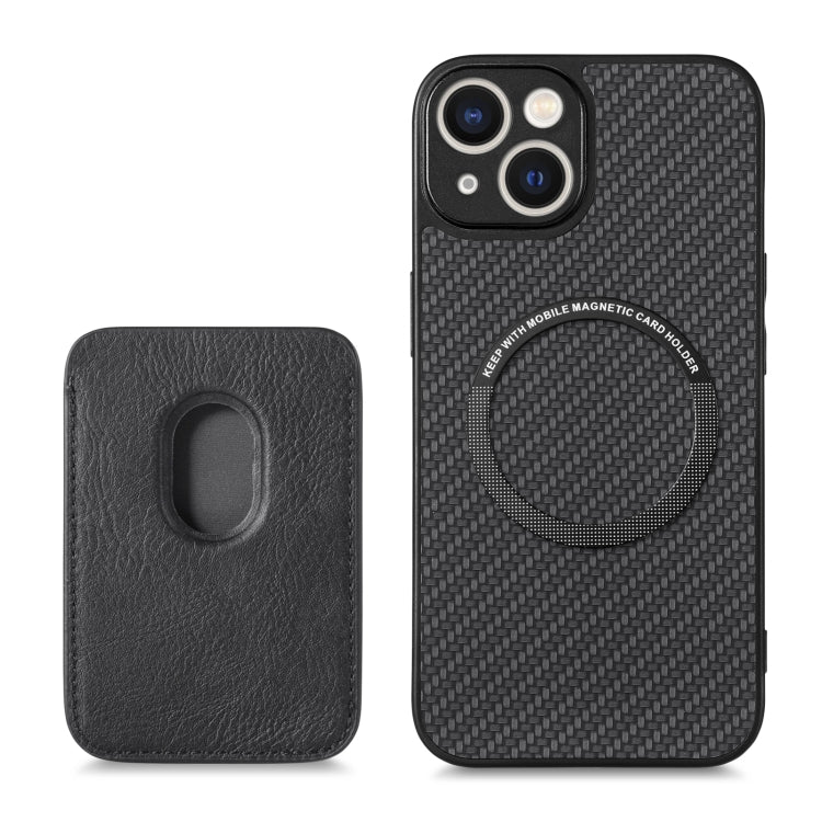 For iPhone 14 Carbon Fiber Leather Card Magsafe Magnetic Phone Case(Black) - iPhone 14 Cases by PMC Jewellery | Online Shopping South Africa | PMC Jewellery