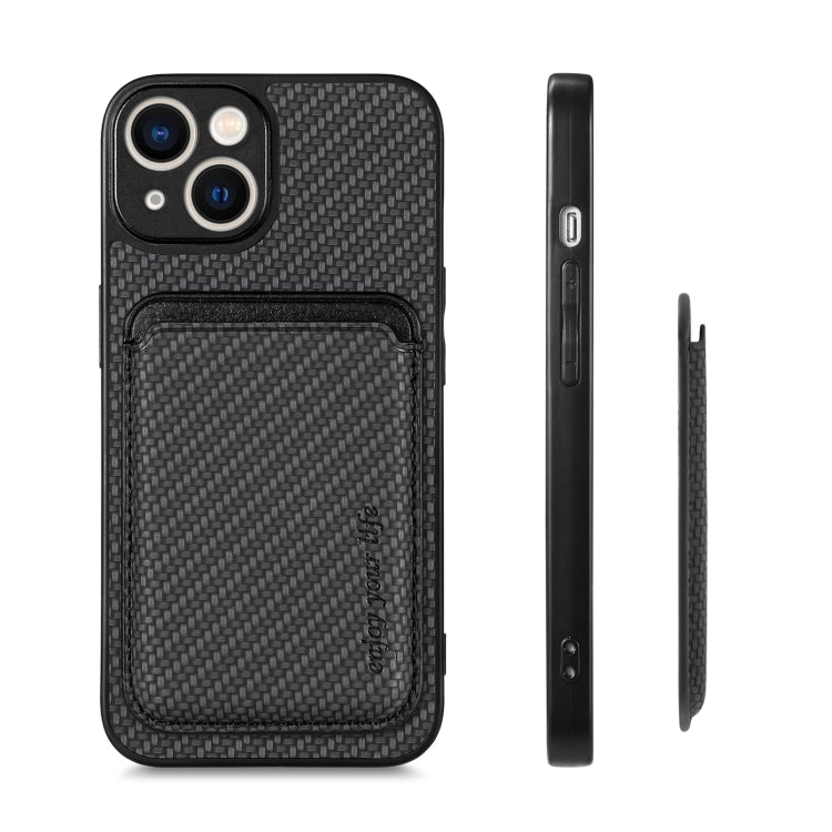 For iPhone 14 Pro Max Carbon Fiber Leather Card Magsafe Magnetic Phone Case(Black) - iPhone 14 Pro Max Cases by PMC Jewellery | Online Shopping South Africa | PMC Jewellery