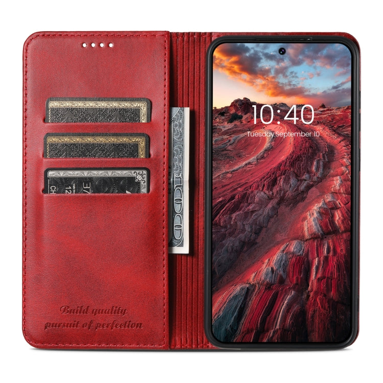 For Samsung Galaxy S24 5G Suteni Calf Texture Horizontal Flip Leather Phone Case(Red) - Galaxy S24 5G Cases by Suteni | Online Shopping South Africa | PMC Jewellery | Buy Now Pay Later Mobicred