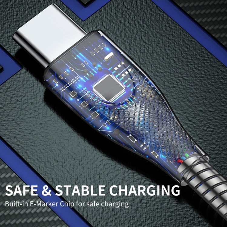 ENKAY ENK-CB128 PD 27W Type-C to 8 Pin Carbon Steel Hose Spring Fast Charging Data Cable, Length:2m(Silver) - 2 in 1 Cable by ENKAY | Online Shopping South Africa | PMC Jewellery | Buy Now Pay Later Mobicred