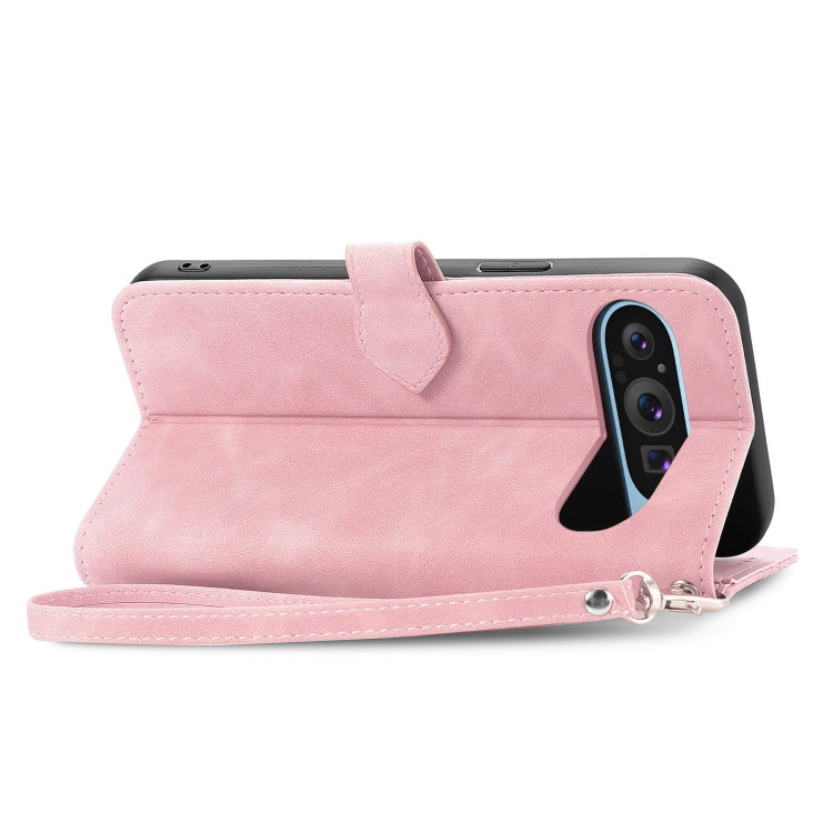 For Google Pixel 9 Pro Embossed Flower Zipper Leather Phone Case(Pink) - Google Cases by PMC TechLife | Online Shopping South Africa | PMC TechLife | Buy Now Pay Later Mobicred