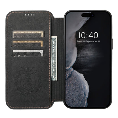 For iPhone 12/12 Pro Suteni J06 Retro Matte Litchi Texture Leather Magnetic Magsafe Phone Case(Black) - iPhone 12 / 12 Pro Cases by Suteni | Online Shopping South Africa | PMC Jewellery | Buy Now Pay Later Mobicred