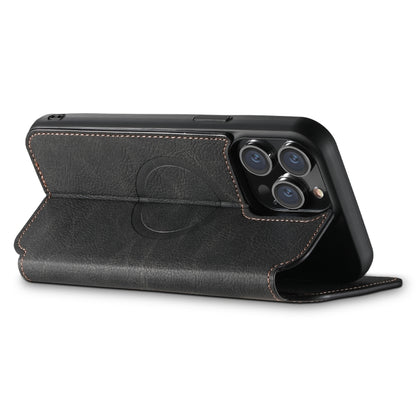 For iPhone 12 Pro Max Suteni J06 Retro Matte Litchi Texture Leather Magnetic Magsafe Phone Case(Black) - iPhone 12 Pro Max Cases by Suteni | Online Shopping South Africa | PMC Jewellery | Buy Now Pay Later Mobicred