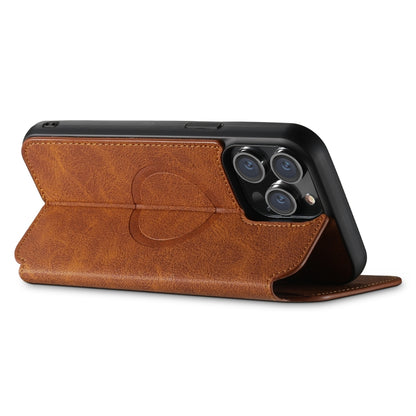 For iPhone 12 Pro Max Suteni J06 Retro Matte Litchi Texture Leather Magnetic Magsafe Phone Case(Khaki) - iPhone 12 Pro Max Cases by Suteni | Online Shopping South Africa | PMC Jewellery | Buy Now Pay Later Mobicred