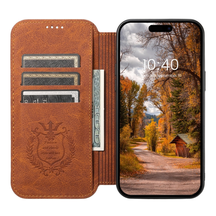 For iPhone 13 Pro Max Suteni J06 Retro Matte Litchi Texture Leather Magnetic Magsafe Phone Case(Khaki) - free shipping - PMC Jewellery - Order now!