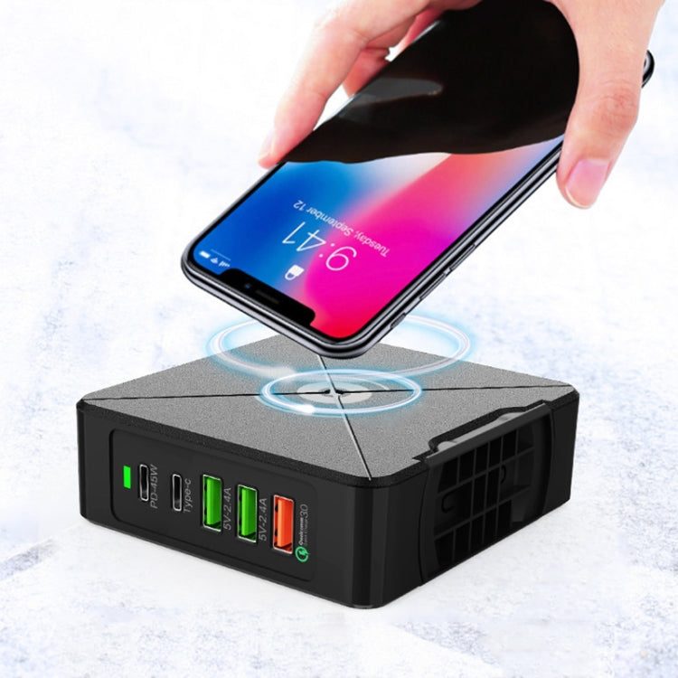 PD-75 Desktop PD Type-C USB QC 3.0 Fast Mobile Phone Charging Station Multifunctional Wireless Charger(UK Plug) - Multifunction Charger by PMC Jewellery | Online Shopping South Africa | PMC Jewellery | Buy Now Pay Later Mobicred