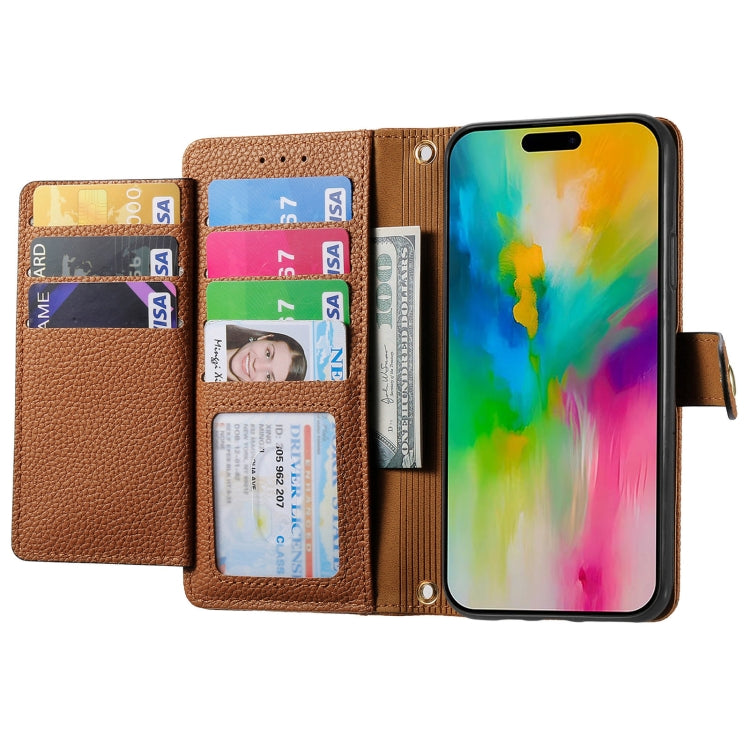 For iPhone 16 Plus Love Zipper Lanyard Leather Phone Case(Brown) - free shipping - PMC Jewellery - Order now!