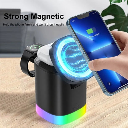 T15 3 in 1 Magnetic Magsafe Wireless Charger Folding Charging Stand For iPhone / iWatch / AirPods(Black) - Wireless Charger by PMC Jewellery | Online Shopping South Africa | PMC Jewellery | Buy Now Pay Later Mobicred