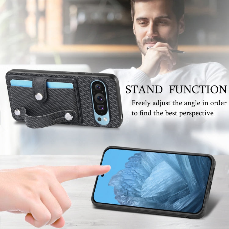 For Google Pixel 9 Wristband Kickstand Card Wallet Back Cover Phone Case with Tool Knife(Black) - Google Cases by PMC Jewellery | Online Shopping South Africa | PMC Jewellery | Buy Now Pay Later Mobicred