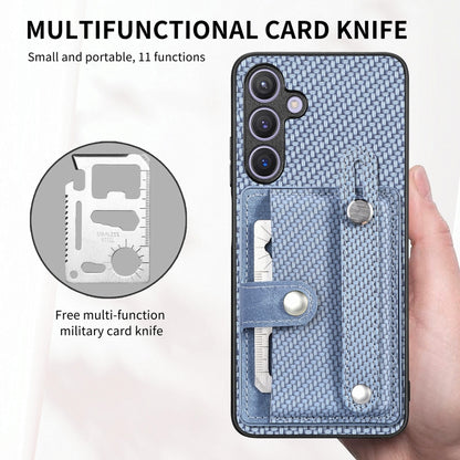 For Samsung Galaxy S25+ 5G Wristband Kickstand Wallet Back Phone Case with Tool Knife(Blue) - Galaxy S25+ 5G Cases by PMC Jewellery | Online Shopping South Africa | PMC Jewellery | Buy Now Pay Later Mobicred