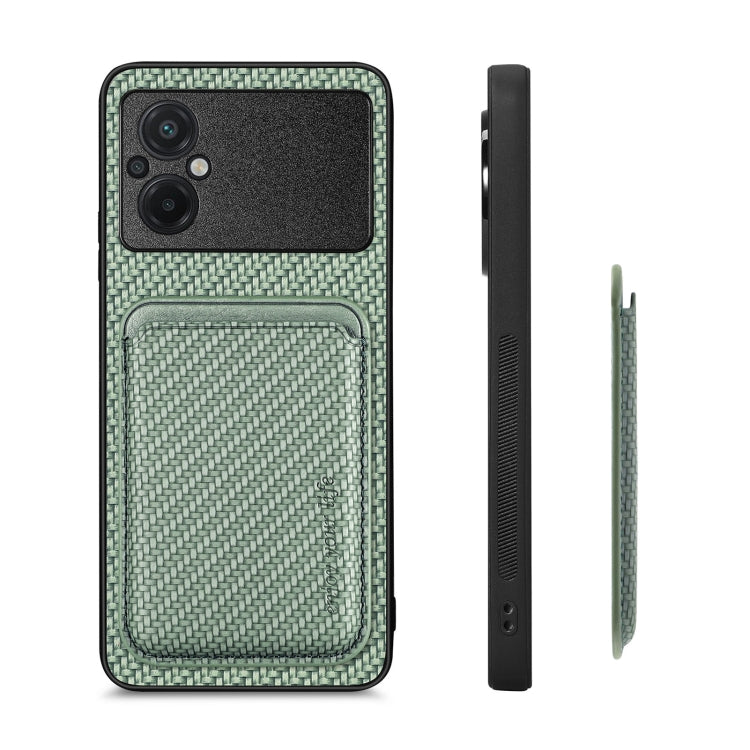 For Xiaomi POCO M5 4G Carbon Fiber Leather Card Magsafe Phone Case(Green) - Xiaomi Cases by PMC Jewellery | Online Shopping South Africa | PMC Jewellery