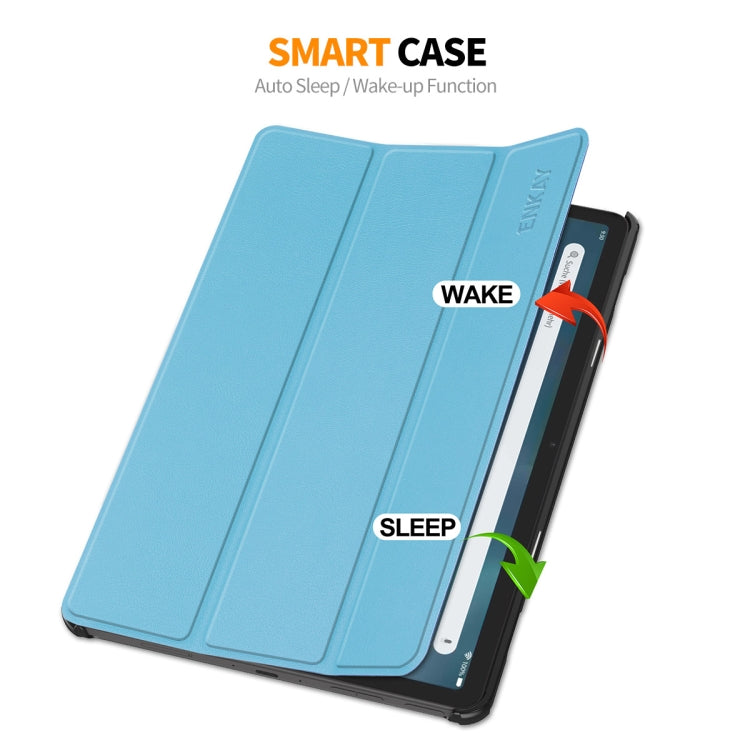For Amazon Fire Max 11 ENKAY Tri-fold Custer Texture Leather Smart Tablet Case(Black) - Amazon by ENKAY | Online Shopping South Africa | PMC TechLife | Buy Now Pay Later Mobicred