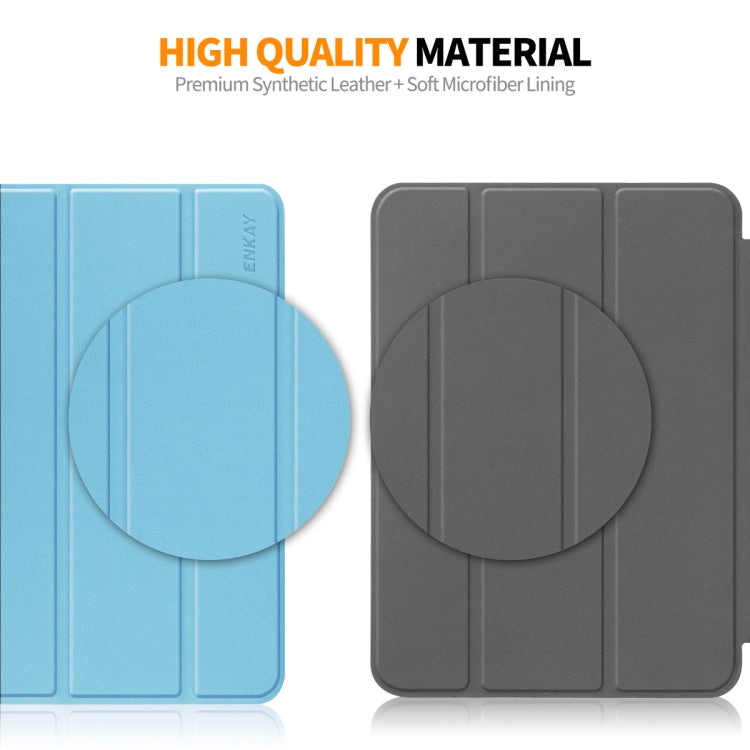 For Amazon Fire Max 11 ENKAY Tri-fold Custer Texture Leather Smart Tablet Case(Grey) - Amazon by ENKAY | Online Shopping South Africa | PMC TechLife | Buy Now Pay Later Mobicred
