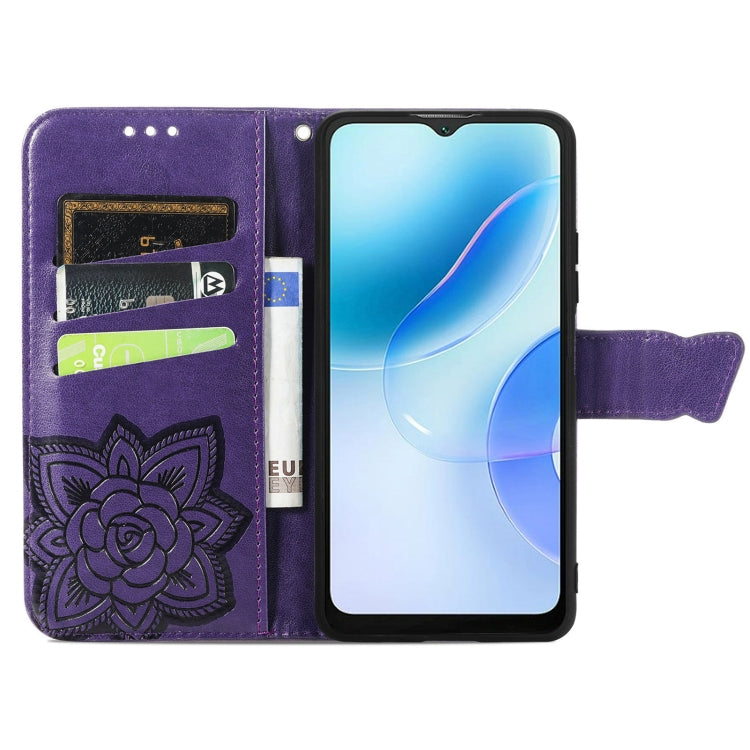 For Blackview A53 Butterfly Love Flower Embossed Leather Phone Case(Purple) - More Brand by PMC Jewellery | Online Shopping South Africa | PMC Jewellery | Buy Now Pay Later Mobicred