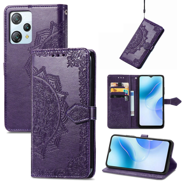 For Blackview A53 Mandala Flower Embossed Leather Phone Case(Purple) - More Brand by PMC Jewellery | Online Shopping South Africa | PMC Jewellery | Buy Now Pay Later Mobicred