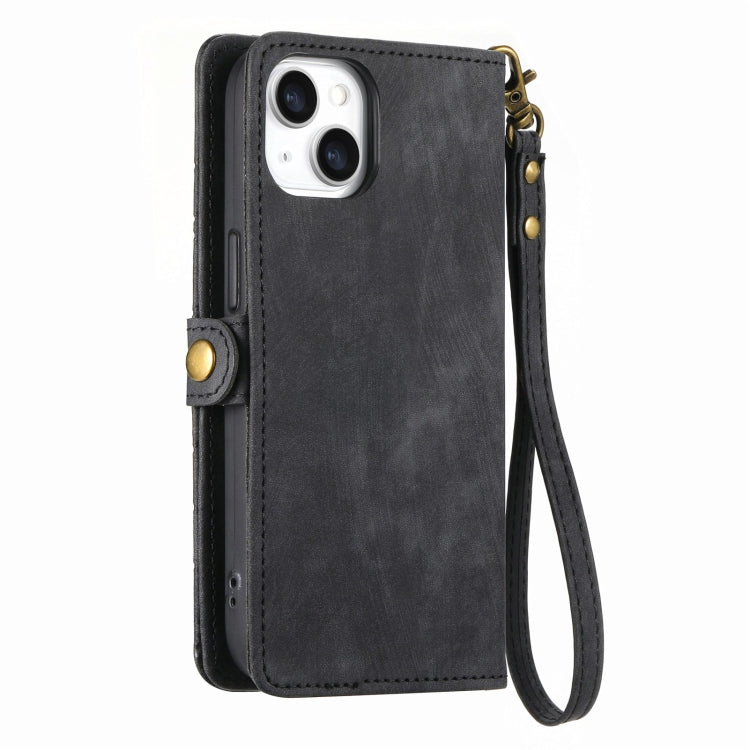 For iPhone 12 / 12 Pro Geometric Zipper Wallet Side Buckle Leather Phone Case(Black) - free shipping - PMC TechLife - Order now!