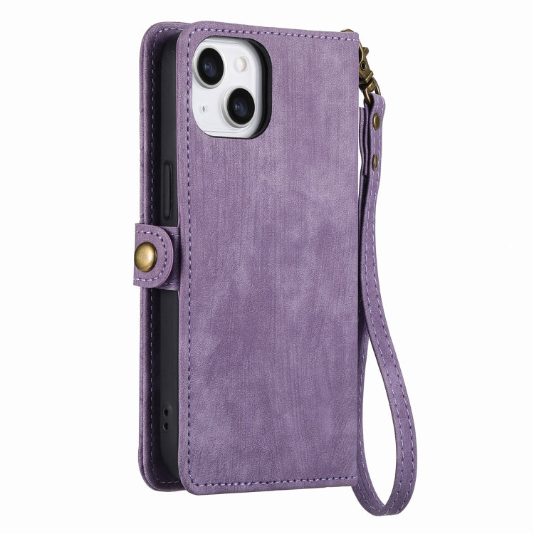 For iPhone 12 Pro Max Geometric Zipper Wallet Side Buckle Leather Phone Case(Purple) - free shipping - PMC TechLife - Order now!