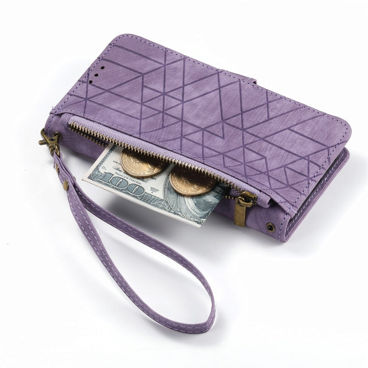 For iPhone 6 / 6s Geometric Zipper Wallet Side Buckle Leather Phone Case(Purple) - free shipping - PMC TechLife - Order now!