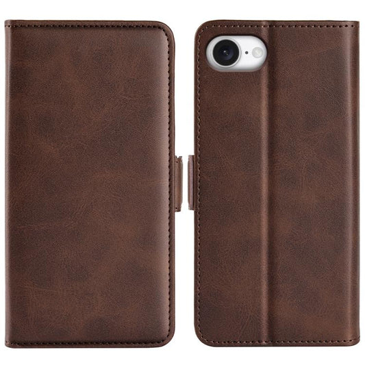 For iPhone 16e Dual-side Magnetic Buckle Horizontal Flip Leather Phone Case(Brown) - iPhone 16e Cases by PMC Jewellery | Online Shopping South Africa | PMC Jewellery | Buy Now Pay Later Mobicred