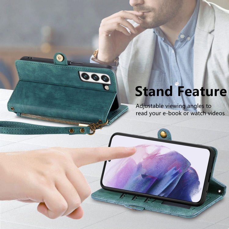 For Samsung Galaxy S20 Geometric Zipper Wallet Side Buckle Leather Phone Case(Green) - free shipping - PMC TechLife - Order now!