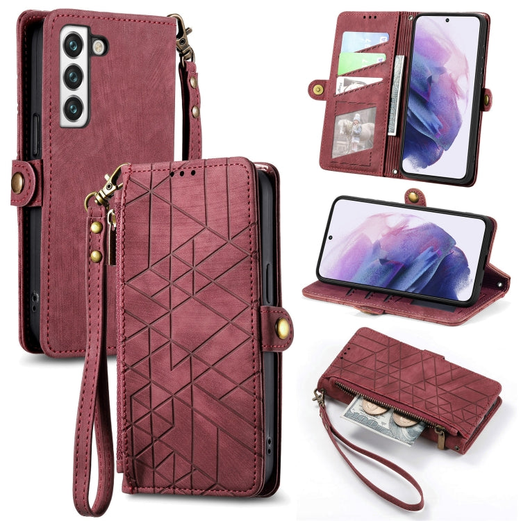 For Samsung Galaxy S20 FE Geometric Zipper Wallet Side Buckle Leather Phone Case(Red) - free shipping - PMC TechLife - Order now!