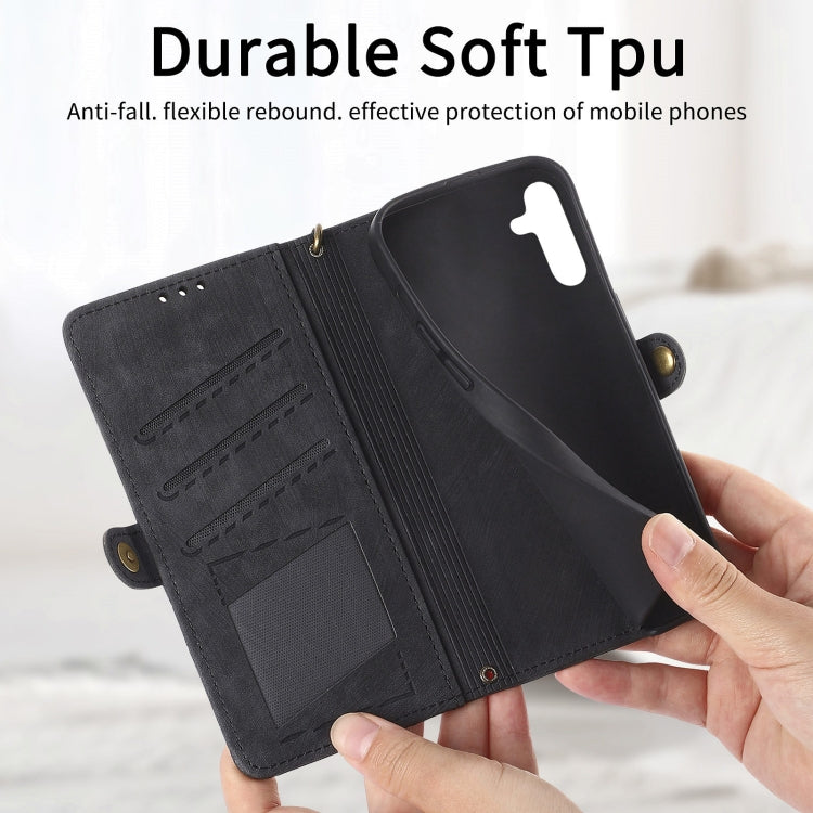 For Samsung Galaxy A32 4G Geometric Zipper Wallet Side Buckle Leather Phone Case(Black) - free shipping - PMC TechLife - Order now!