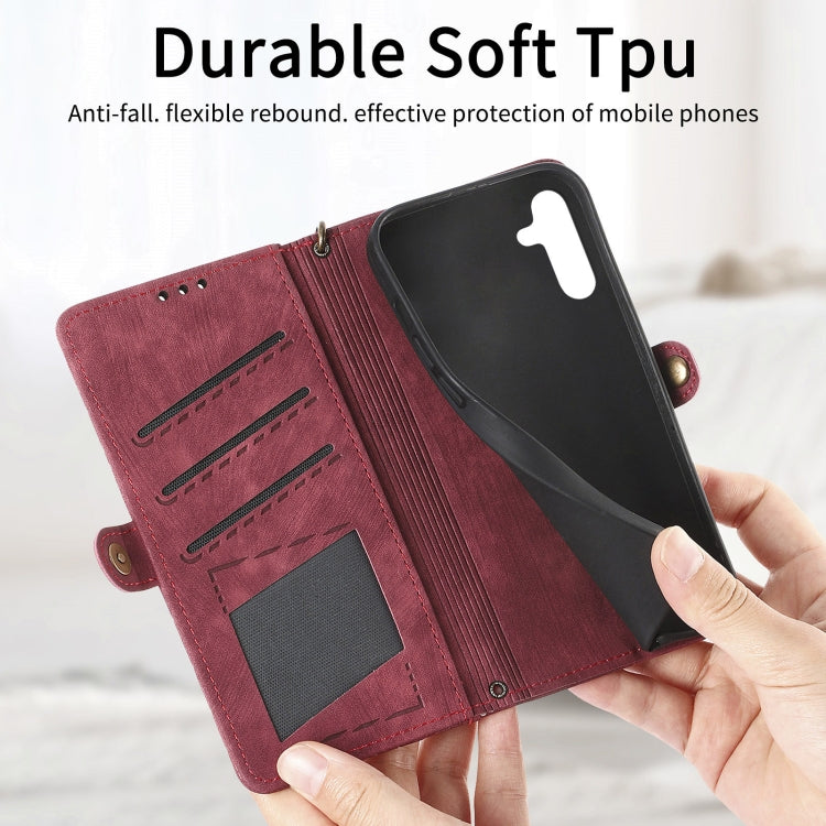 For Samsung Galaxy A32 5G Geometric Zipper Wallet Side Buckle Leather Phone Case(Red) - free shipping - PMC TechLife - Order now!