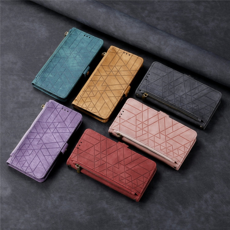 For Samsung Galaxy A14 5G Geometric Zipper Wallet Side Buckle Leather Phone Case(Red) - free shipping - PMC TechLife - Order now!