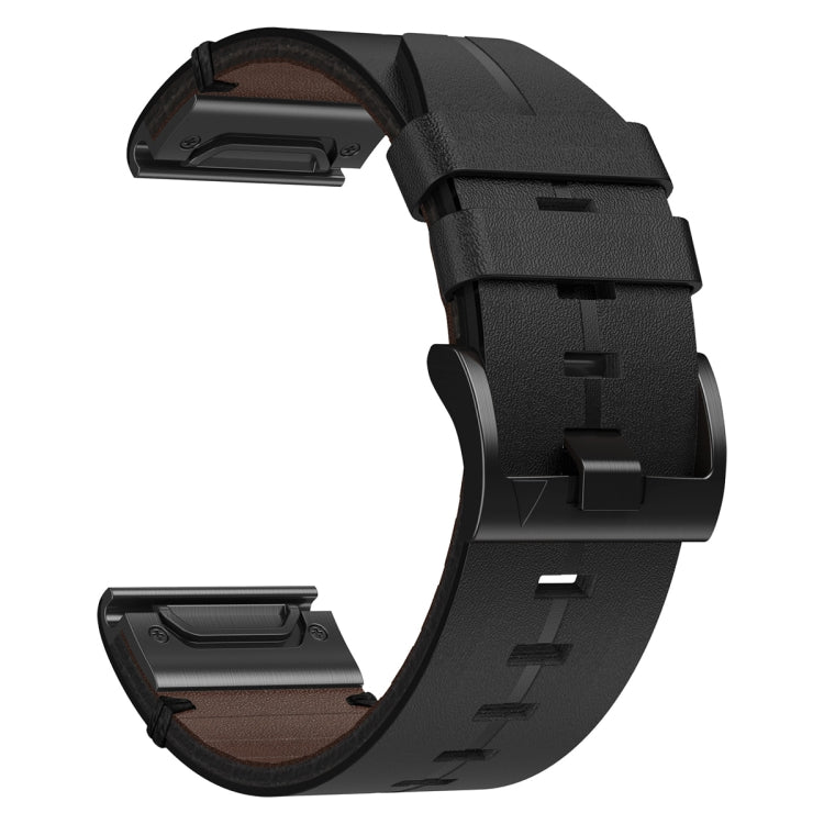 For Garmin Quatix 5 22mm Leather Textured Watch Band(Black) - Watch Bands by PMC Jewellery | Online Shopping South Africa | PMC Jewellery