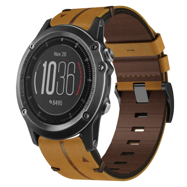 For Garmin Fenix 3 HR 26mm Leather Textured Watch Band(Brown) - Watch Bands by PMC Jewellery | Online Shopping South Africa | PMC Jewellery