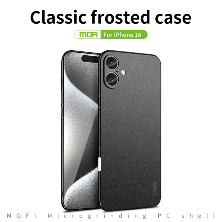 For iPhone 16 MOFI Fandun Series Frosted PC Ultra-thin All-inclusive Phone Case(Black) - iPhone 16 Cases by MOFI | Online Shopping South Africa | PMC Jewellery | Buy Now Pay Later Mobicred