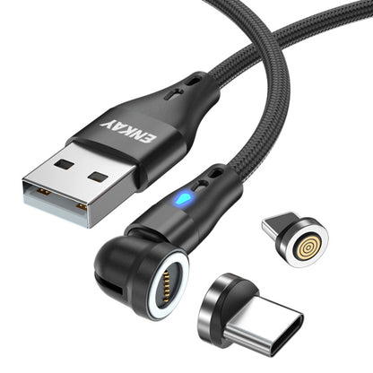 ENKAY 3A USB to Type-C / 8 Pin Magnetic 540 Degrees Rotating Fast Charging Cable, Length:1m(Black) - Charging Cable & Head by ENKAY | Online Shopping South Africa | PMC Jewellery | Buy Now Pay Later Mobicred