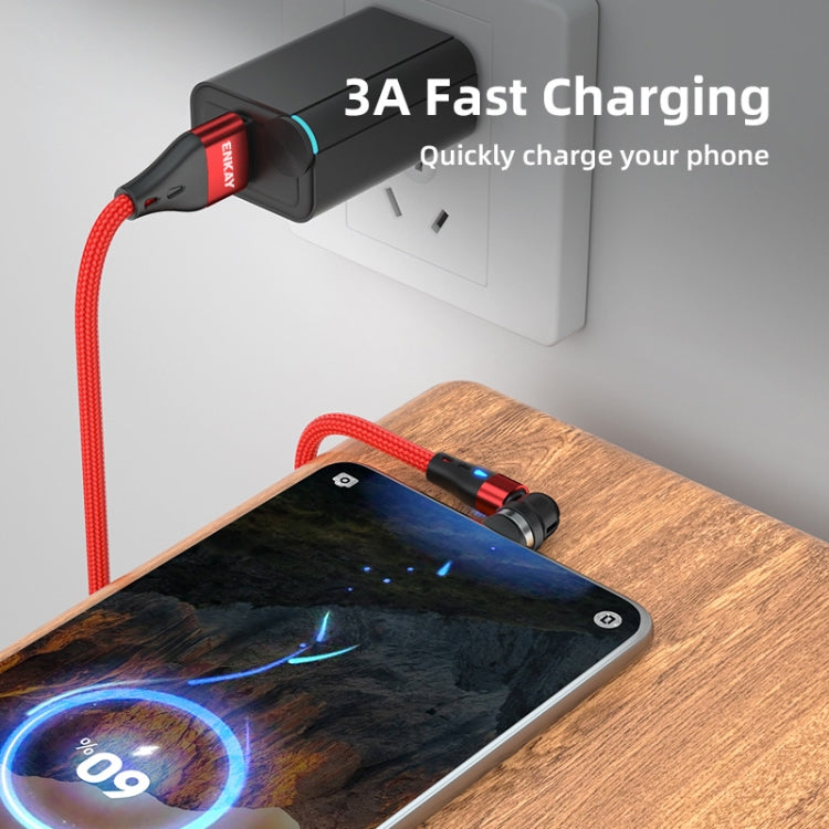 ENKAY 3A USB to Type-C / 8 Pin Magnetic 540 Degrees Rotating Fast Charging Cable, Length:2m(Red) - Charging Cable & Head by ENKAY | Online Shopping South Africa | PMC Jewellery | Buy Now Pay Later Mobicred