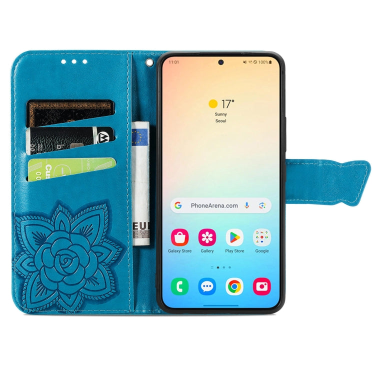 For Samsung Galaxy S24+ 5G Butterfly Love Flower Embossed Leather Phone Case(Blue) - Galaxy S24+ 5G Cases by PMC Jewellery | Online Shopping South Africa | PMC Jewellery