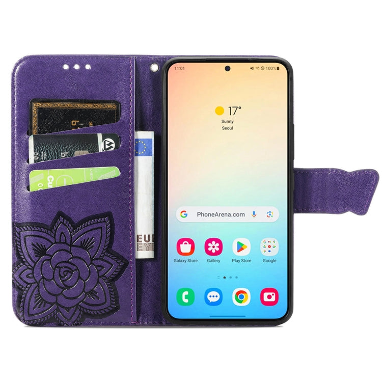 For Samsung Galaxy S24+ 5G Butterfly Love Flower Embossed Leather Phone Case(Dark Purple) - Galaxy S24+ 5G Cases by PMC Jewellery | Online Shopping South Africa | PMC Jewellery