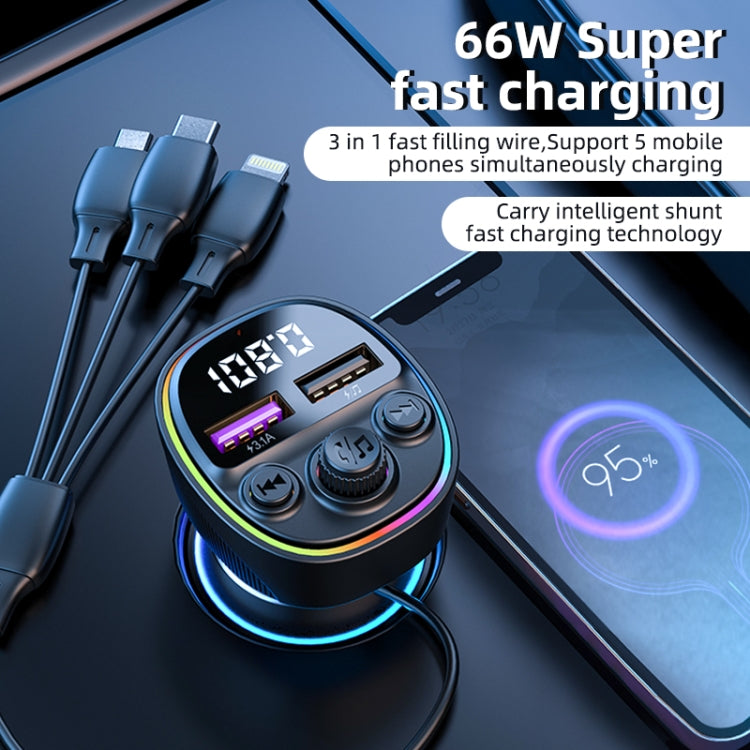 CS1 MP3 Player Bluetooth FM Transmitter 66W 3-In-1 Car Fast Charger - Car Charger by PMC TechLife | Online Shopping South Africa | PMC TechLife | Buy Now Pay Later Mobicred