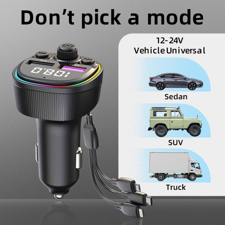 CS1 MP3 Player Bluetooth FM Transmitter 66W 3-In-1 Car Fast Charger - Car Charger by PMC TechLife | Online Shopping South Africa | PMC TechLife | Buy Now Pay Later Mobicred