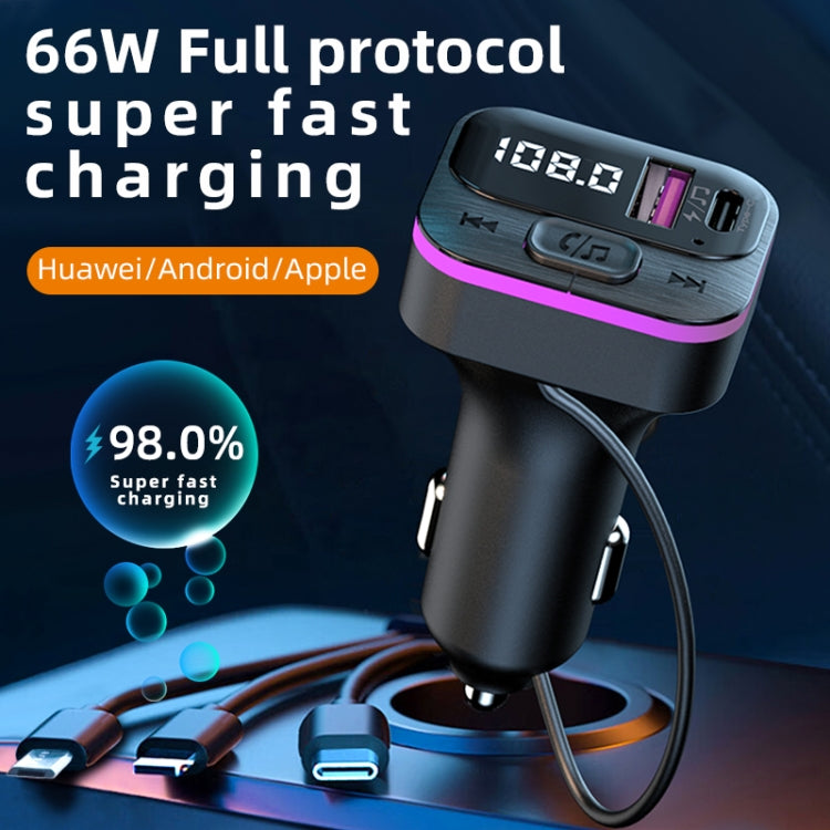 CS3 With 3 Charging Cables 66W Car Charger MP3 Player Bluetooth FM Transmitter - Car Charger by PMC TechLife | Online Shopping South Africa | PMC TechLife | Buy Now Pay Later Mobicred