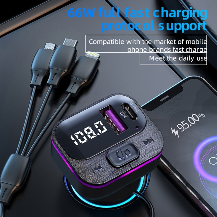CS3 With 3 Charging Cables 66W Car Charger MP3 Player Bluetooth FM Transmitter - Car Charger by PMC TechLife | Online Shopping South Africa | PMC TechLife | Buy Now Pay Later Mobicred