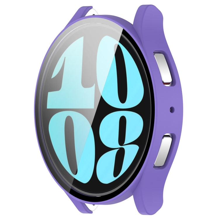 For Samsung Galaxy Watch6 44mm PC + Tempered Film Integrated Watch Protective Case(Purple) - Watch Cases by PMC Jewellery | Online Shopping South Africa | PMC Jewellery