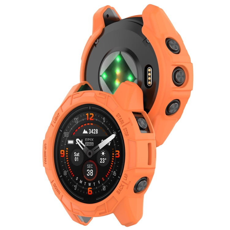For Garmin Epix Pro 47mm / Fenix 7 / 7 Pro Armored TPU Half Wrapped Watch Protective Case(Orange) - Watch Cases by PMC Jewellery | Online Shopping South Africa | PMC Jewellery