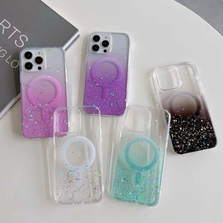 For iPhone 13 MagSafe Glitter Hybrid Clear TPU Phone Case(Purple) - iPhone 13 Cases by PMC Jewellery | Online Shopping South Africa | PMC Jewellery