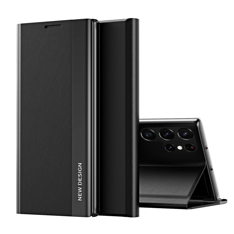 For Samsung Galaxy S24 Ultra 5G Side Electroplated Adsorption Leather Phone Case(Graphite Black) - Galaxy S24 Ultra 5G Cases by PMC TechLife | Online Shopping South Africa | PMC TechLife | Buy Now Pay Later Mobicred