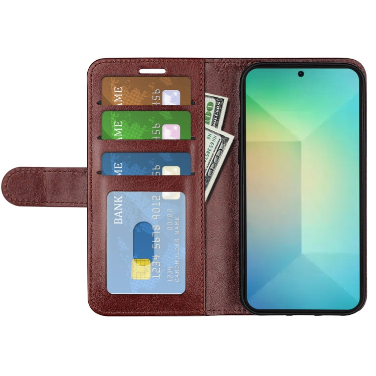 For Samsung Galaxy S25 5G R64 Texture Horizontal Flip Leather Phone Case(Brown) - Galaxy S25 5G Cases by PMC Jewellery | Online Shopping South Africa | PMC Jewellery | Buy Now Pay Later Mobicred