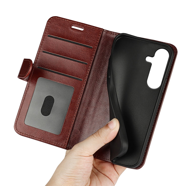 For Samsung Galaxy S25 5G R64 Texture Horizontal Flip Leather Phone Case(Brown) - Galaxy S25 5G Cases by PMC Jewellery | Online Shopping South Africa | PMC Jewellery | Buy Now Pay Later Mobicred